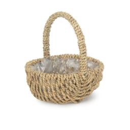 Red Hamper Seagrass Small Seagrass Plastic Lined Shopping Basket in Natural - thumbnail 2