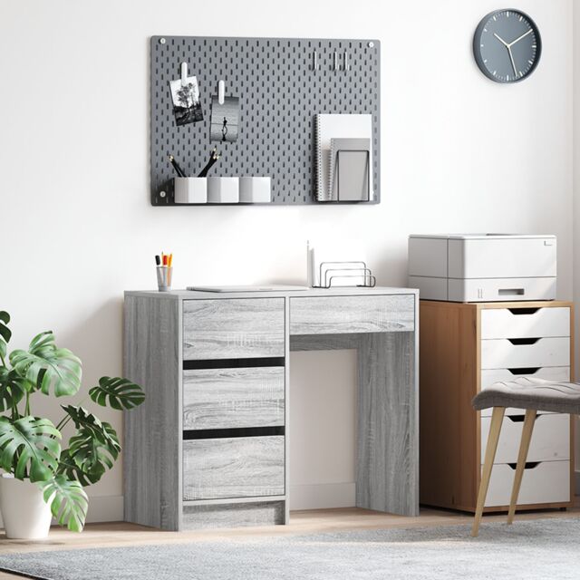 Berkfield Home Grey Writing Desk Grey Sonoma Engineered Wood Medium Storage - image 1
