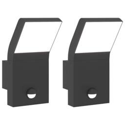 Berkfield Home Outdoor LED Wall Lights with Sensors 2pcs Black Die-cast Aluminium - thumbnail 2