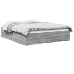 Berkfield Home Bed Frame with Drawers without Mattress Grey Sonoma 150x200 cm King Size - thumbnail 2