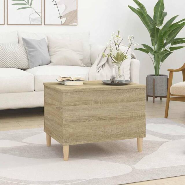 Berkfield Home Decorative Coffee Table Sonoma Oak 60x44.5x45 cm Engineered Wood in Light Sand - image 1