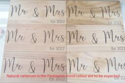 Amaya Rose Ltd Mr & Mrs Est 2026 Solid Wood Freestanding Plaque. Wooden Shelf Décor in Beige - thumbnail 6