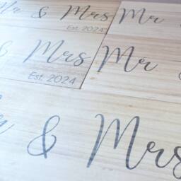 Amaya Rose Ltd Mr & Mrs Est 2026 Solid Wood Freestanding Plaque. Wooden Shelf Décor in Beige - thumbnail 9