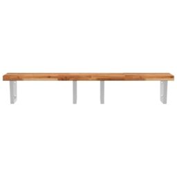 Berkfield Home Basin Shelf Wall Mounted Steel & Solid Wood Acacia in Brown - thumbnail 4