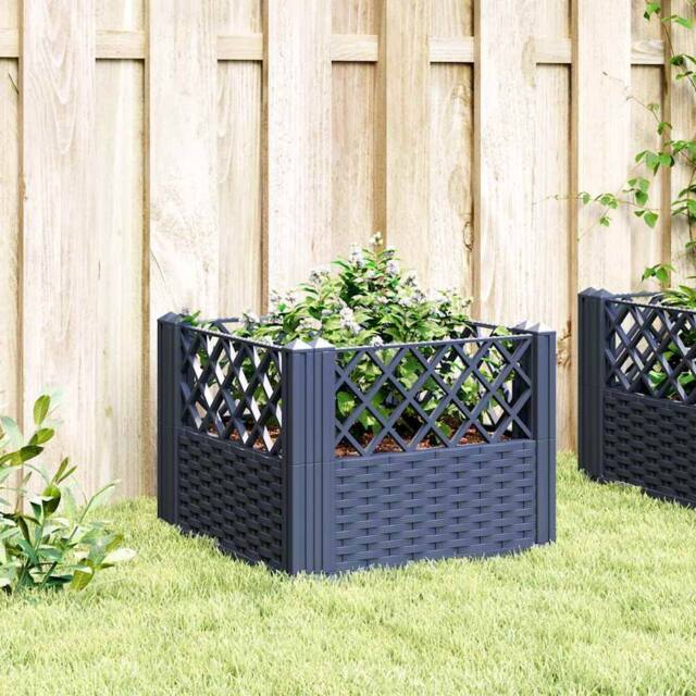 Berkfield Home Beautiful Garden Planter with Pegs Blue Grey 43.5x43.5x43.5 cm PP in Dark Blue - image 1