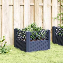 Berkfield Home Beautiful Garden Planter with Pegs Blue Grey 43.5x43.5x43.5 cm PP in Dark Blue
