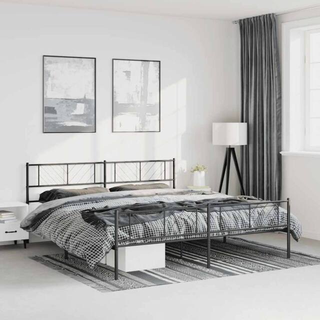 Berkfield Home Metal Bed Frame with Headboard & Footboard Black 193x203 cm - image 1
