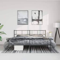 Berkfield Home Metal Bed Frame with Headboard & Footboard Black 193x203 cm - thumbnail 2