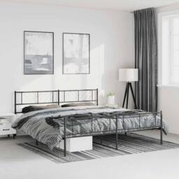 Berkfield Home Metal Bed Frame with Headboard & Footboard Black 193x203 cm - thumbnail 1