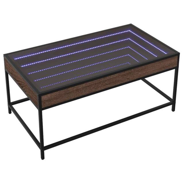 Berkfield Home Decorative Coffee Table with Infinity LED Brown Oak 90x50x41 cm - Size: 90 x 50 x 41 cm - image 1