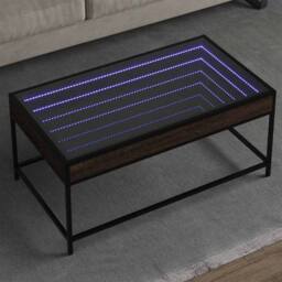 Berkfield Home Decorative Coffee Table with Infinity LED Brown Oak 90x50x41 cm - Size: 90 x 50 x 41 cm - thumbnail 2