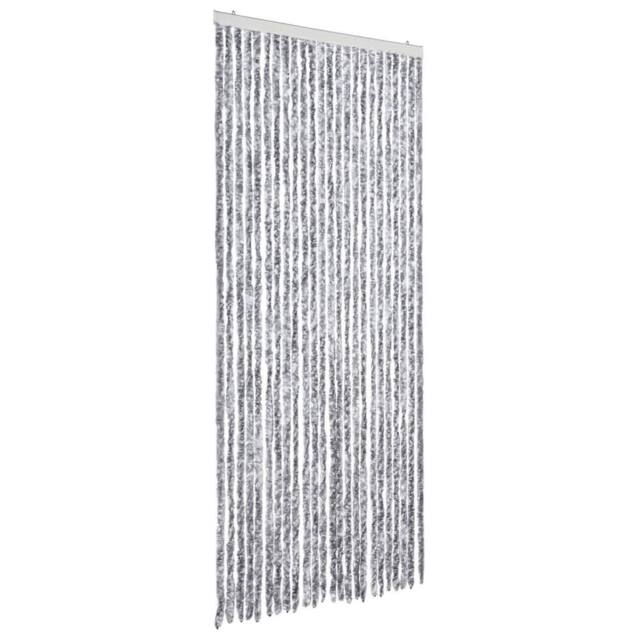 Berkfield Home Fly Curtain White & Grey 100x230 cm Chenille - image 1