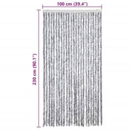 Berkfield Home Fly Curtain White & Grey 100x230 cm Chenille - thumbnail 7