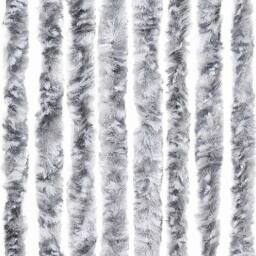 Berkfield Home Fly Curtain White & Grey 100x230 cm Chenille - thumbnail 5