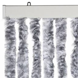 Berkfield Home Fly Curtain White & Grey 100x230 cm Chenille - thumbnail 4