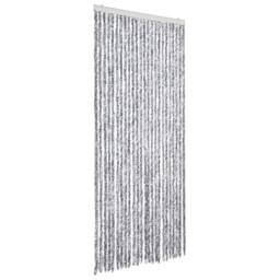 Berkfield Home Fly Curtain White & Grey 100x230 cm Chenille - thumbnail 1