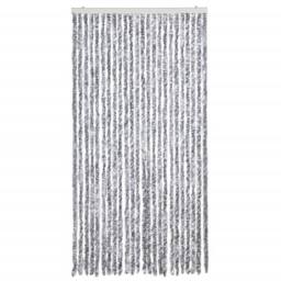Berkfield Home Fly Curtain White & Grey 100x230 cm Chenille - thumbnail 3