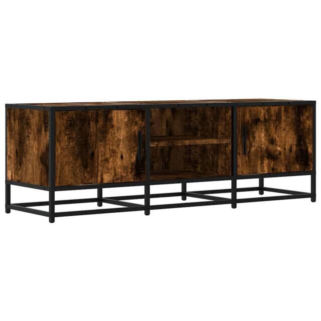 Berkfield Home TV Cabinet Smoked Oak 120x35x41 cm Engineered Wood & Metal in Brown - Size: 120 x 35 x 41 cm - image 1