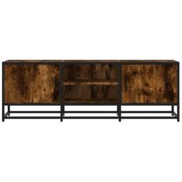 Berkfield Home TV Cabinet Smoked Oak 120x35x41 cm Engineered Wood & Metal in Brown - Size: 120 x 35 x 41 cm - thumbnail 4