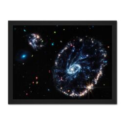 "Artery8 Wall Art Print NASA James Webb Space Telescope Cartwheel Galaxy MIRI Image Poster Large Framed Wall Décor Art in White - Size: W18"" x H24""" - thumbnail 1