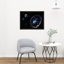 "Artery8 Wall Art Print NASA James Webb Space Telescope Cartwheel Galaxy MIRI Image Poster Large Framed Wall Décor Art in White - Size: W18"" x H24""" - thumbnail 2