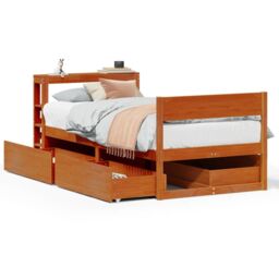Berkfield Home Bed Frame without Mattress Wax Brown 75x190 cm Small Single Solid Wood Pine - thumbnail 2