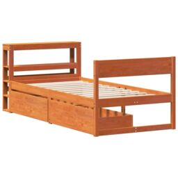 Berkfield Home Bed Frame without Mattress Wax Brown 75x190 cm Small Single Solid Wood Pine - thumbnail 3