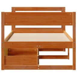 Berkfield Home Bed Frame without Mattress Wax Brown 75x190 cm Small Single Solid Wood Pine - thumbnail 4