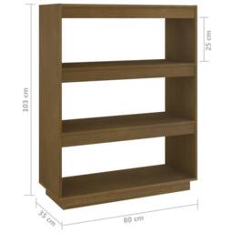 Berkfield Home Book Cabinet/Room Divider Honey Brown 80x35x103 cm Solid Pinewood - Size: 80 x 35 x 103 cm - thumbnail 8