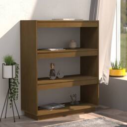 Berkfield Home Book Cabinet/Room Divider Honey Brown 80x35x103 cm Solid Pinewood - Size: 80 x 35 x 103 cm - thumbnail 3