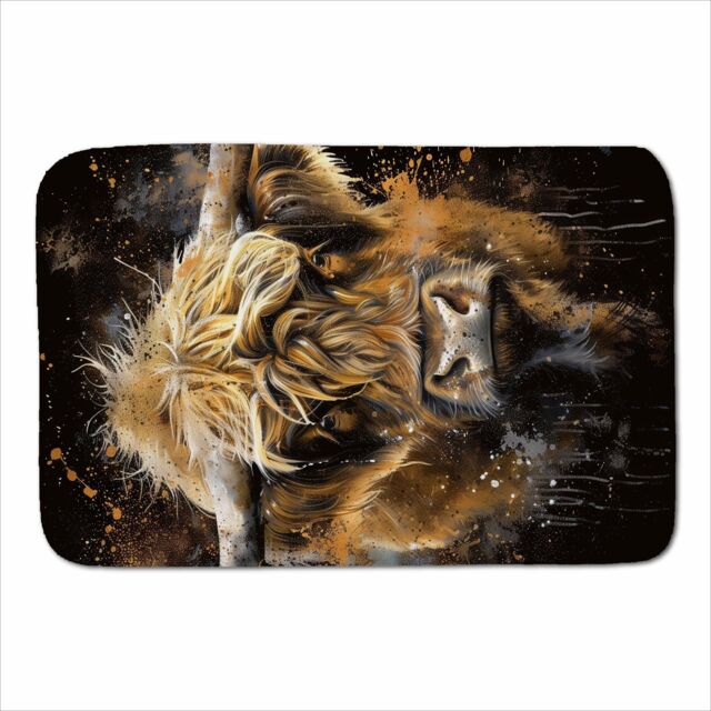 Warren Reed - Designer Bronze Splashart Highland Cow Sherpa Blanket - Size: Large - image 1