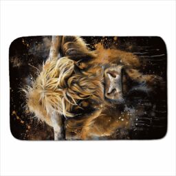 Warren Reed - Designer Bronze Splashart Highland Cow Sherpa Blanket - Size: Large