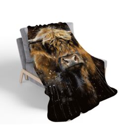 Warren Reed - Designer Bronze Splashart Highland Cow Sherpa Blanket - Size: Large - thumbnail 2