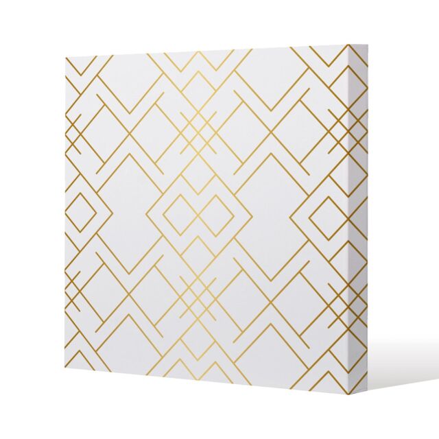 Benjamin Tate Design Golden Geo Pattern Slim Style Canvas Print 20x20cm in Natural - Size: 20x20 cm - image 1