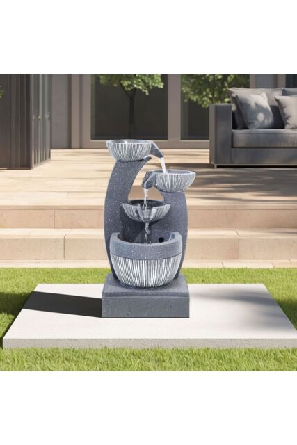 Living and Home Solar Powered Outdoor Water Fountain Rockery Decoration in Natural - image 1