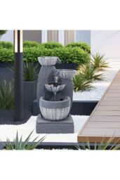Living and Home Solar Powered Outdoor Water Fountain Rockery Decoration in Natural - thumbnail 2