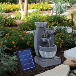Living and Home Solar Powered Outdoor Water Fountain Rockery Decoration in Natural - thumbnail 7