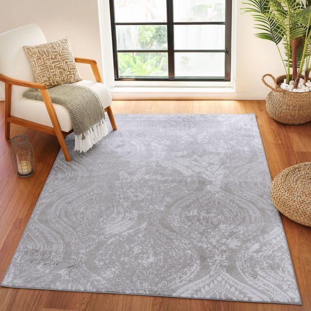 Livabliss Lustro-Vintage Grey Off-White Beige Traditional Boho Living Dining Bedroom Rug in White - Size: 120 cm x 170 cm - image 1