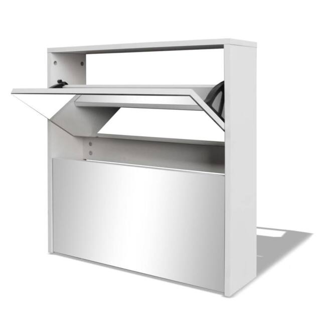 Berkfield Home Shoe Cabinet 2-Layer Mirror White 63x17x67 cm - Size: 63 x 17 x 67 cm - image 1