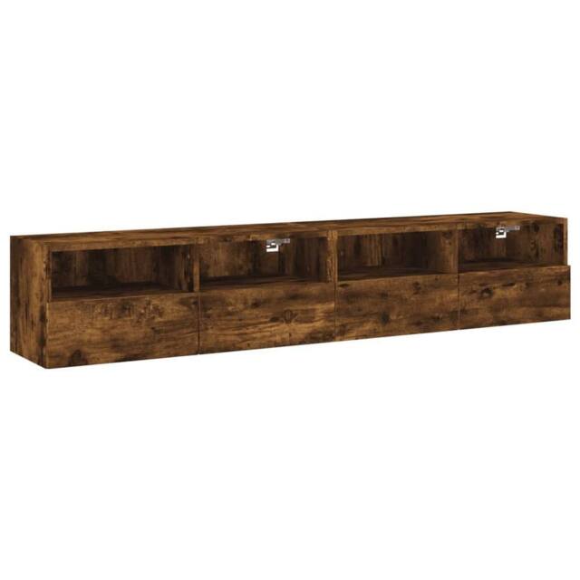 Berkfield Home TV Wall Cabinets 2 pcs Smoked Oak 80x30x30 cm Engineered Wood in Brown - Size: 80 x 30 x 30 cm - image 1