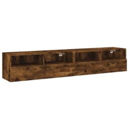 Berkfield Home TV Wall Cabinets 2 pcs Smoked Oak 80x30x30 cm Engineered Wood in Brown - Size: 80 x 30 x 30 cm - thumbnail 1