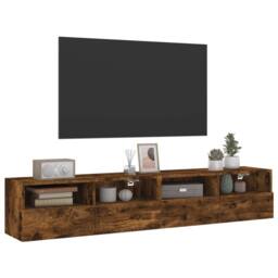 Berkfield Home TV Wall Cabinets 2 pcs Smoked Oak 80x30x30 cm Engineered Wood in Brown - Size: 80 x 30 x 30 cm - thumbnail 5