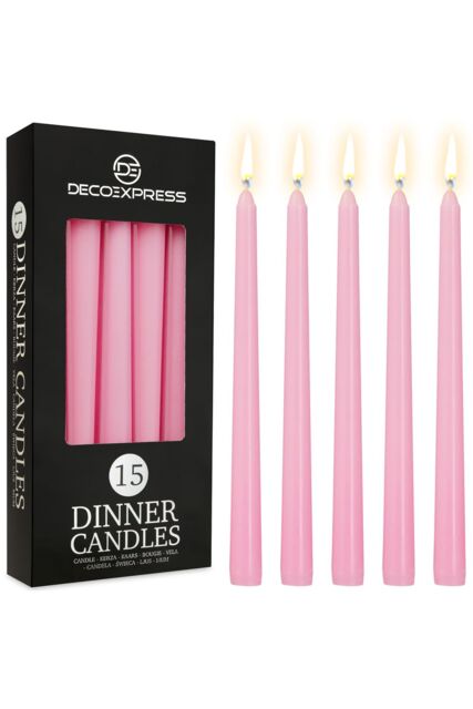 Deco Express Set of 15 Taper Candles in Baby Pink - image 1