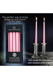 Deco Express Set of 15 Taper Candles in Baby Pink - thumbnail 3