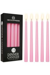 Deco Express Set of 15 Taper Candles in Baby Pink