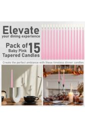 Deco Express Set of 15 Taper Candles in Baby Pink - thumbnail 4