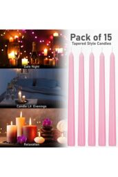 Deco Express Set of 15 Taper Candles in Baby Pink - thumbnail 6