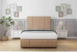 "Comfort Beds Arya Dumfries Divan Base 2 Drawers - 26"" Headboard-Footboard in Light Brown - Size: Small Double" - thumbnail 3