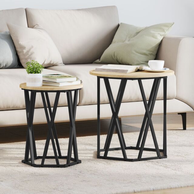 Berkfield Home Side Tables 2 pcs Sonoma Oak Engineered Wood in Brown - image 1