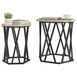 Berkfield Home Side Tables 2 pcs Sonoma Oak Engineered Wood in Brown - thumbnail 3